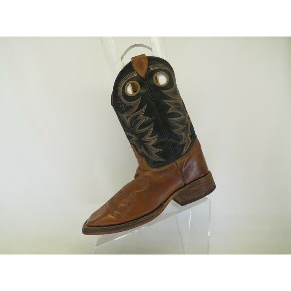 Justin Bent Rail Black Brown Leather Buckaroo Cowboy Western Boots Mens Size 7 D main image 6